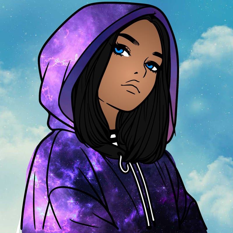 a realistic girl in a hoodie