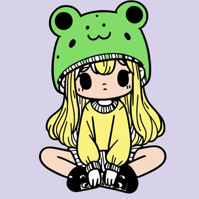 a girl wearing a frog hat and some frog socks