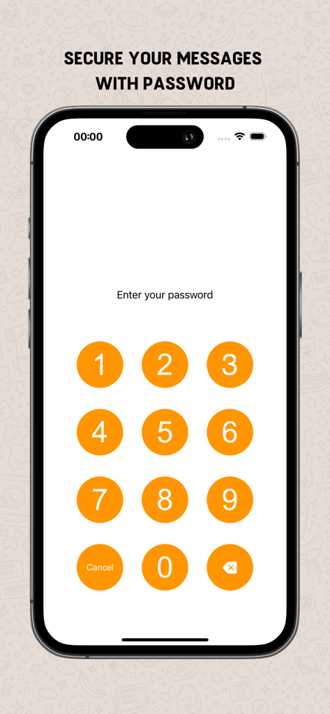 Dual Messenger+ - A smartphone screen showing a numeric keypad for entering a password to secure messages in the Dual Messenger app.