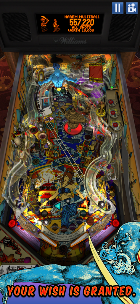 Williams™ Pinball - Gameplay del tavolo da flipper Tales of the Arabian Nights con un genio 3D e un punteggio Harem Multiball