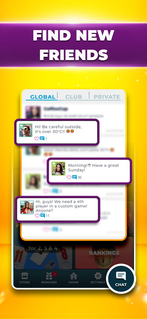 VIP Remi Etalat and Backgammon - Global chat interface for finding friends and game partners in VIP Remi Etalat