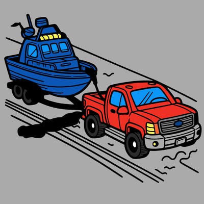 truck pulling boat on a trailer
