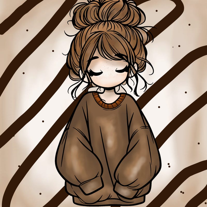 girl with baggy sweatshirt and messy bun