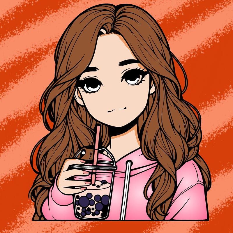 realistic teen girl with boba