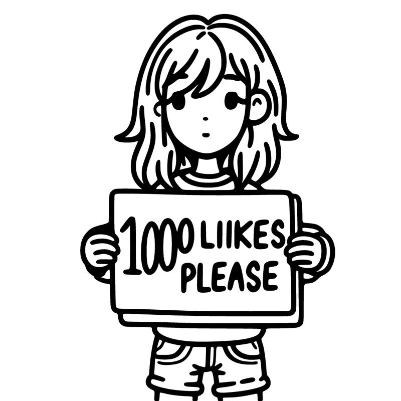 a girl holding a sign that says 100 likes please