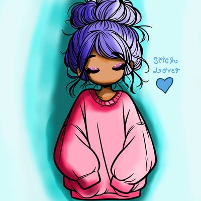 girl with baggy sweatshirt and messy bun