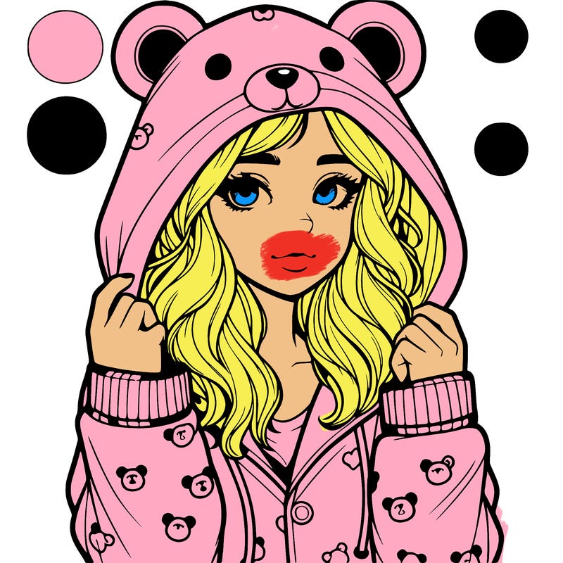 realistic girl in a animal pjs hoodie