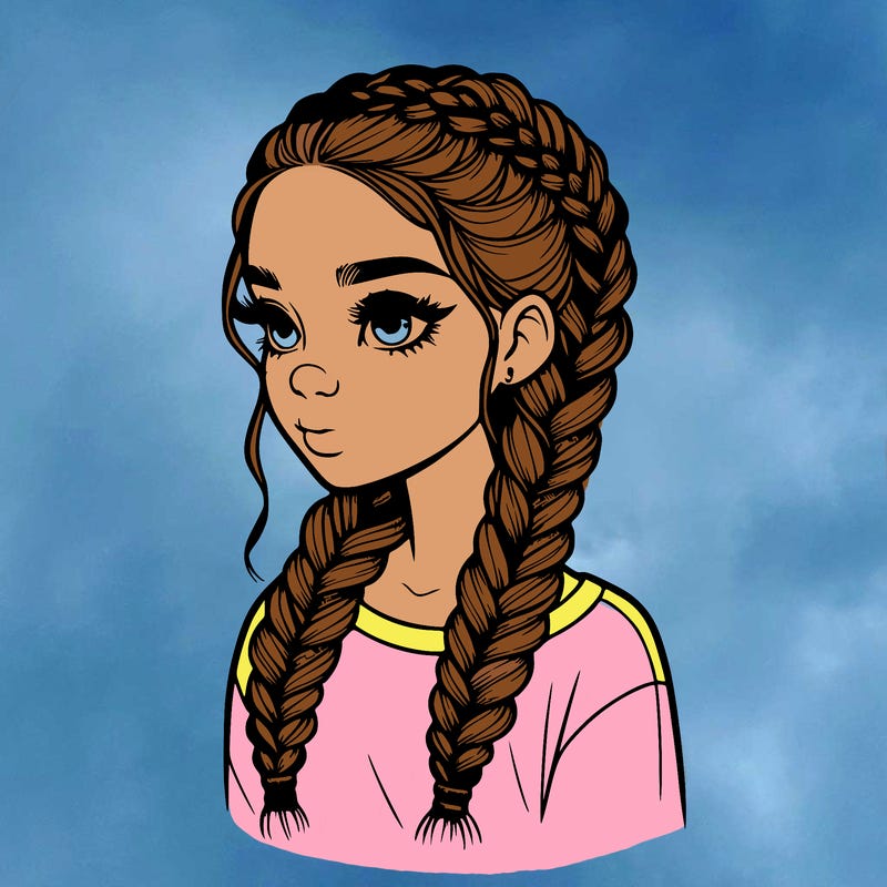 realistic girl with braids
