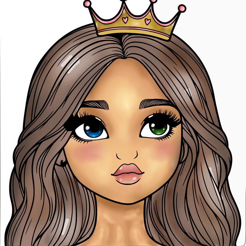 a realistic girl with a crown on