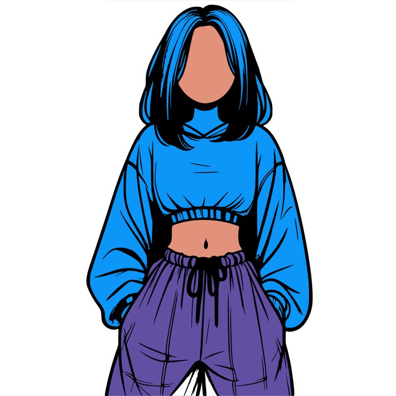 realistic girl faceless with baggy pants and a crop top