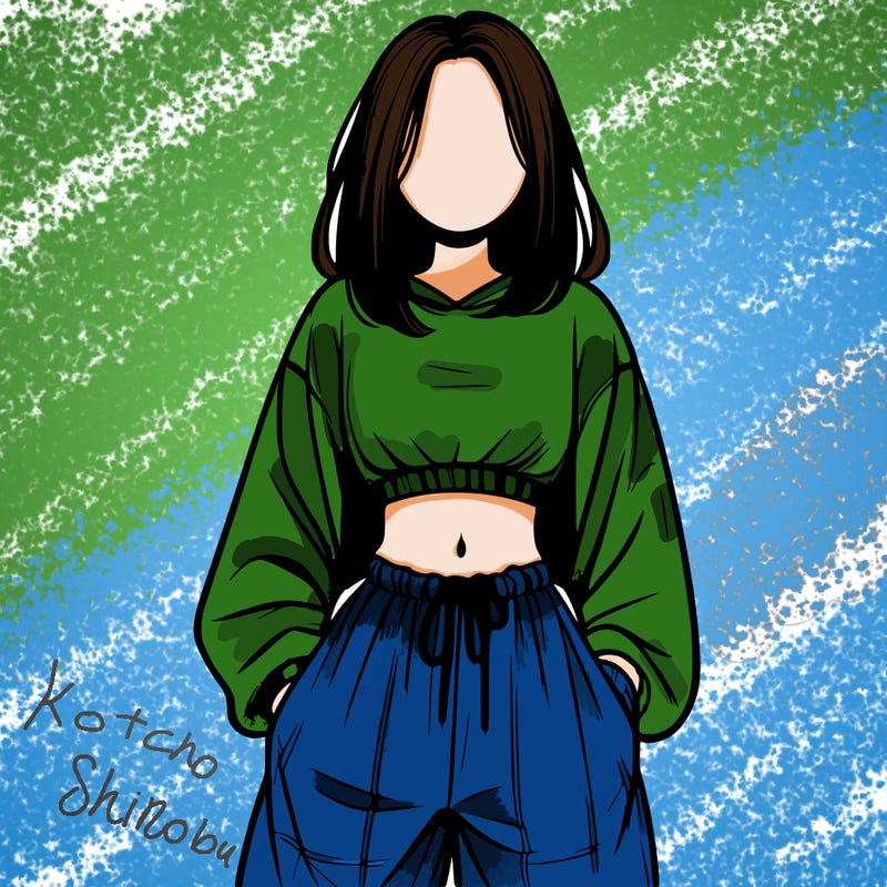 realistic girl faceless with baggy pants and a crop top
