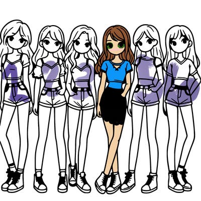 a group of girls wearing crop tops and shorts