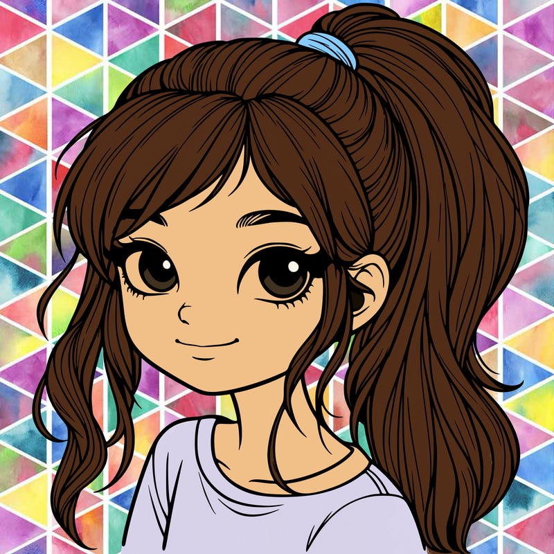 realistic girl with ponytail