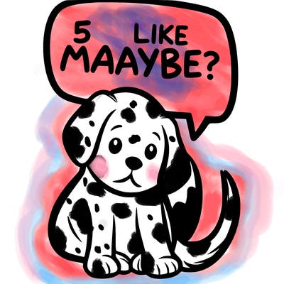 a puppy that says 5 like maybe