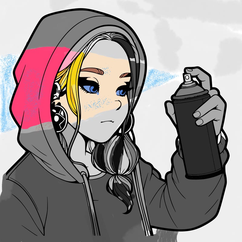 a realistic girl, spray painting