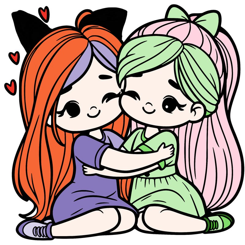 two girl besties hugging