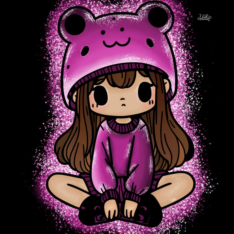 a girl wearing a frog hat and some frog socks