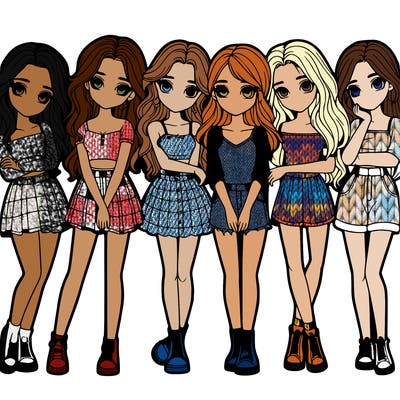 a group of girls realistic