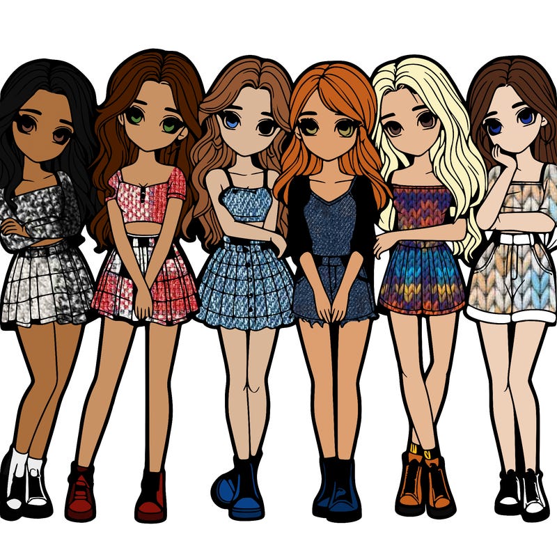 a group of girls realistic