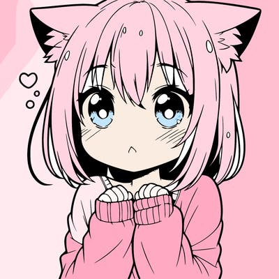 shy anime catgirl