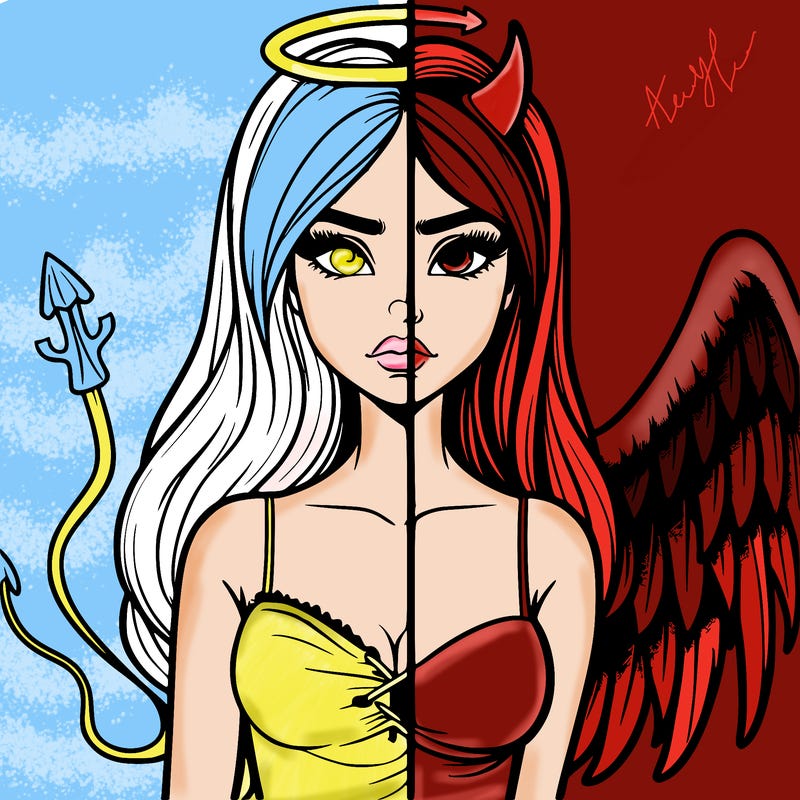 devil vs angel realistic girl