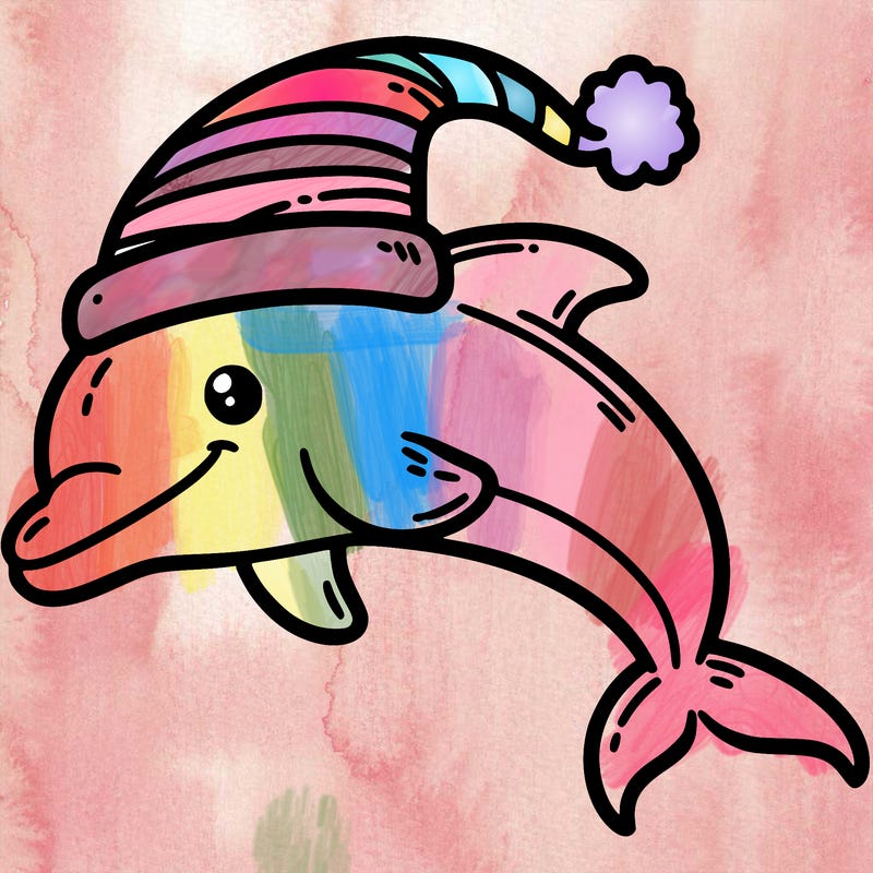 a dolphin with a elf hat