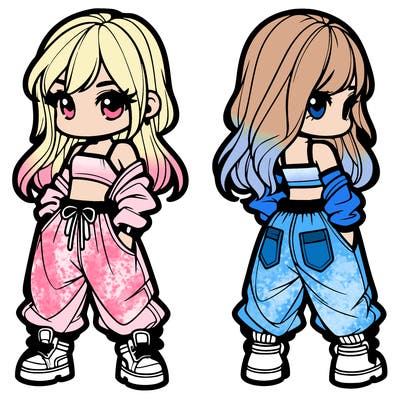 girl in crop top and baggy pants