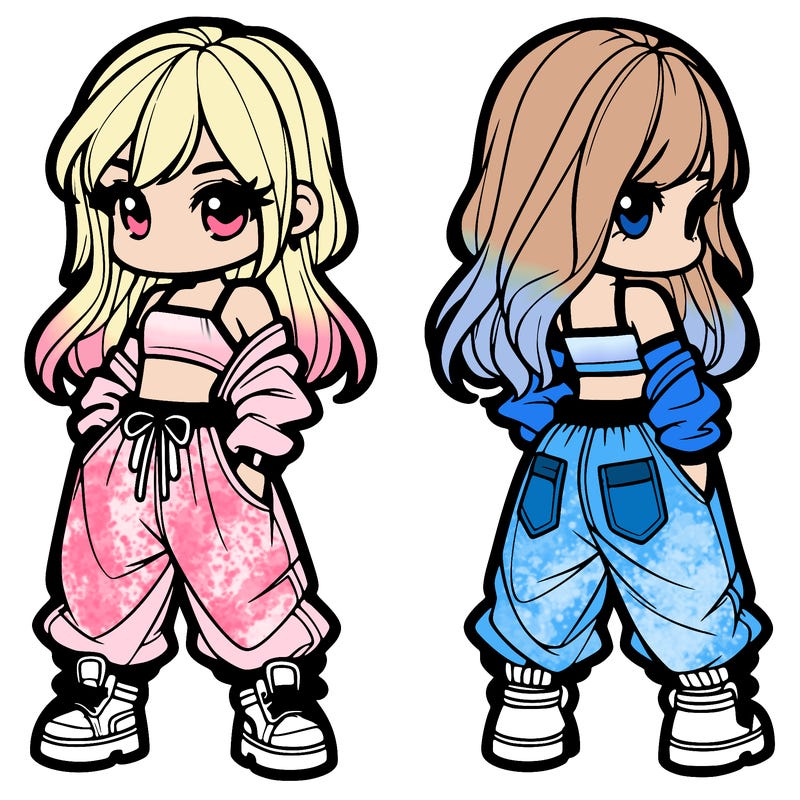 girl in crop top and baggy pants