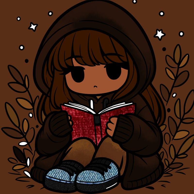 girl in oversized hoodie reading a book