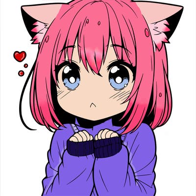 shy anime catgirl