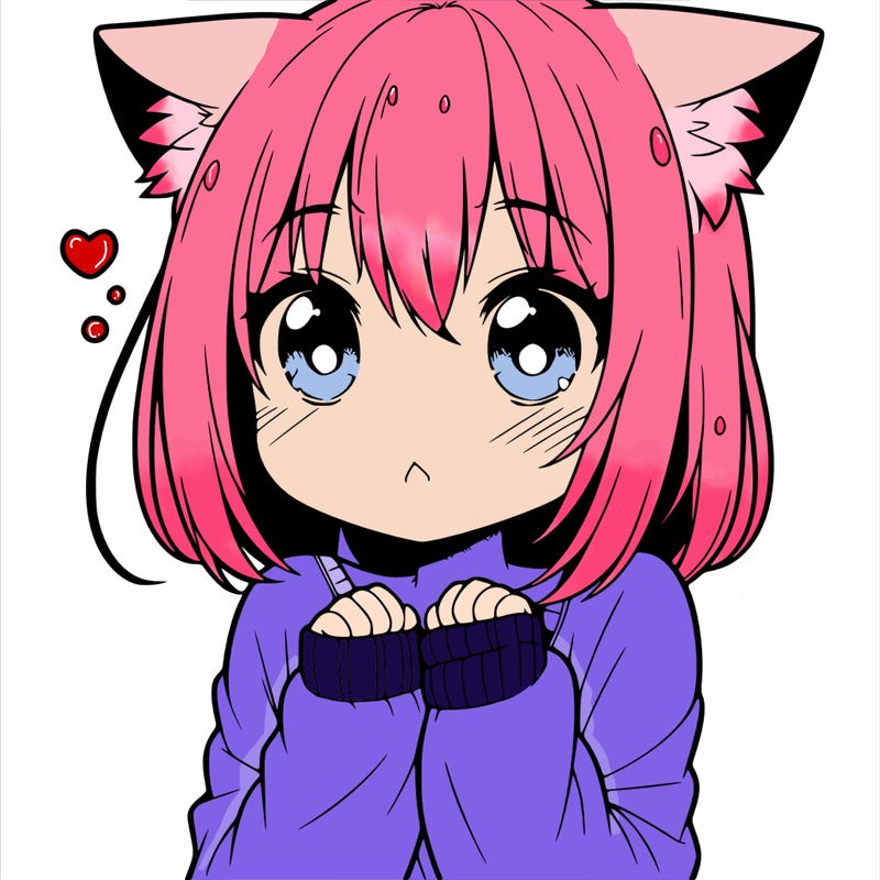 shy anime catgirl