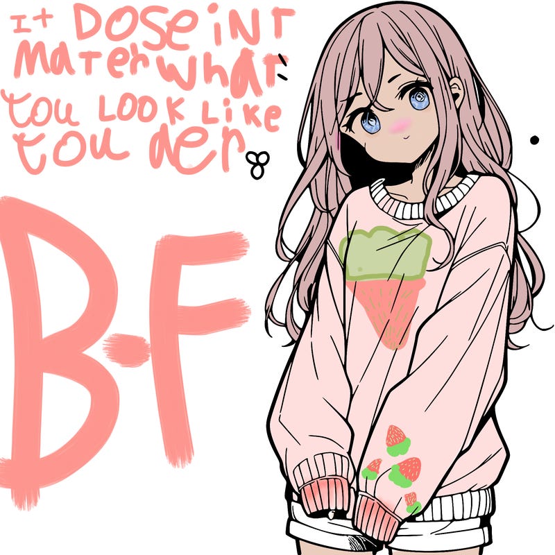 manga teen girl  in a sweater and baggy pants