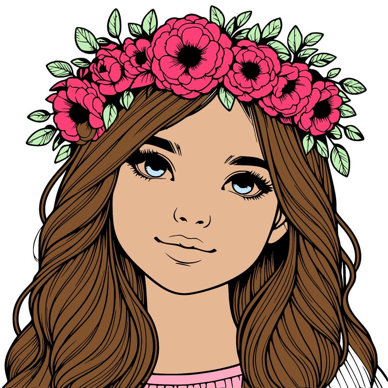 realistic girl with flower crown