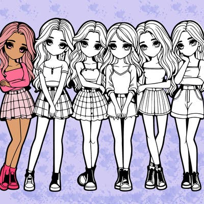 a group of girls realistic