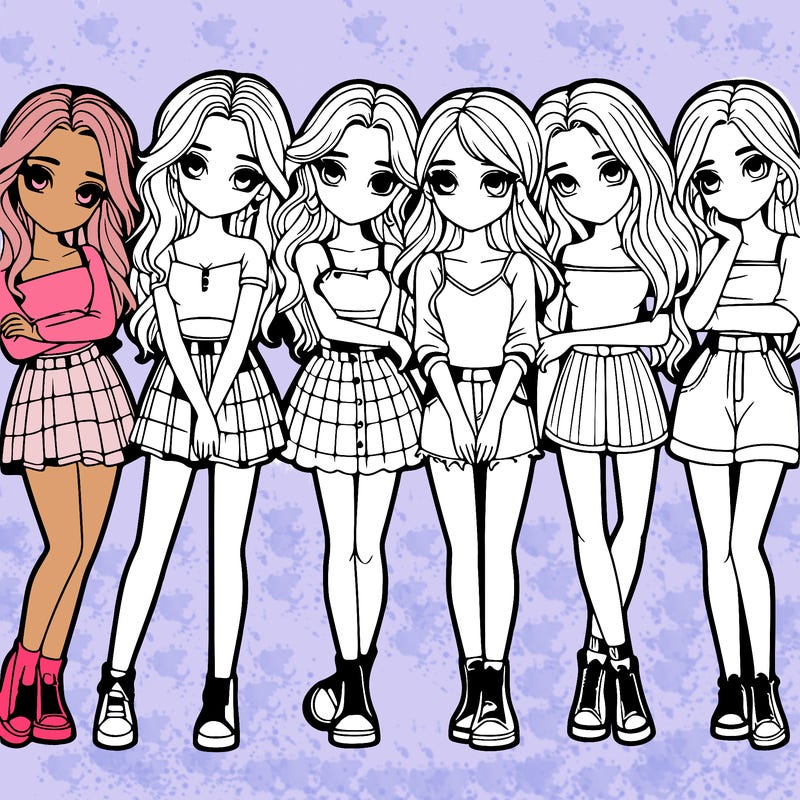 a group of girls realistic
