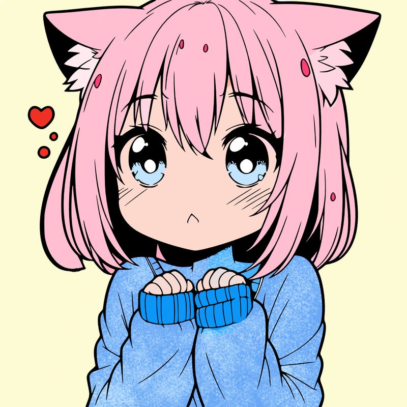 shy anime catgirl