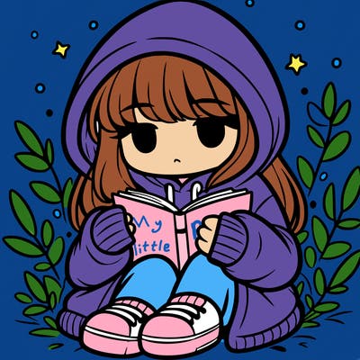 girl in oversized hoodie reading a book