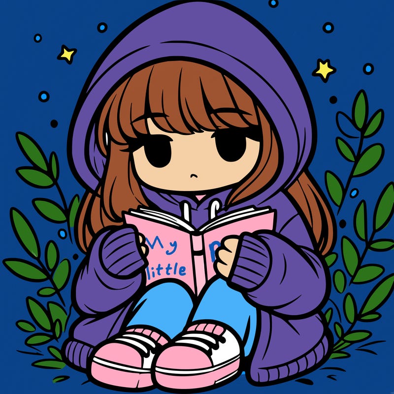 girl in oversized hoodie reading a book
