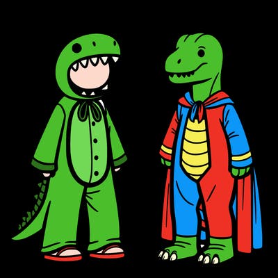 dinosaur in a human costume