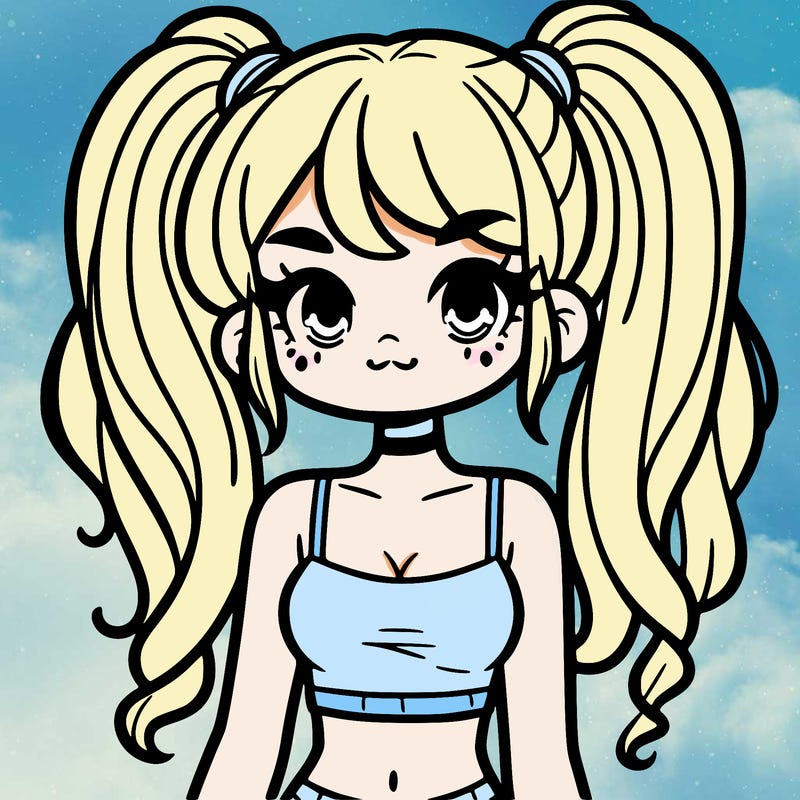 a pretty girl with pig tails and a crop top on