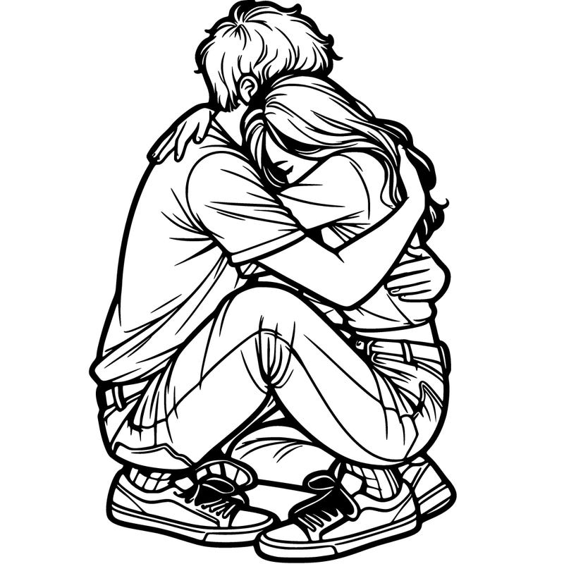 couple hugging realistic