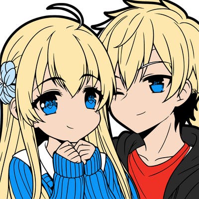 anime girl and boy in love