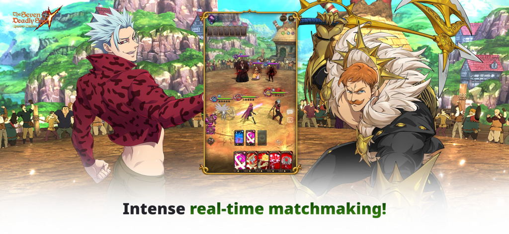 The Seven Deadly Sins - Emparejamiento en tiempo real y batalla estratégica de cartas en Seven Deadly Sins Grand Cross con los personajes Ban y Escanor