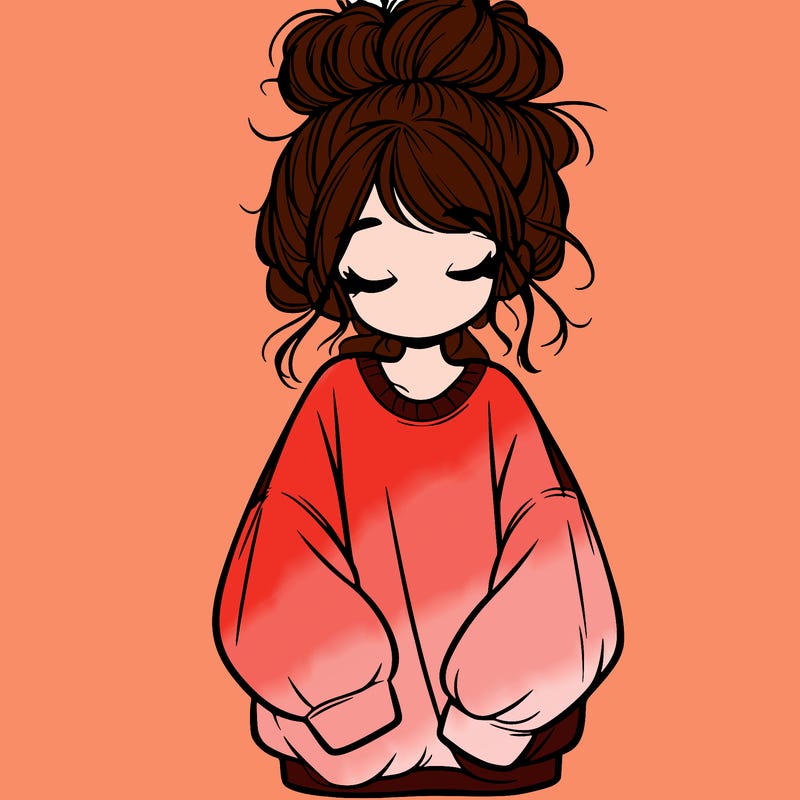 girl with baggy sweatshirt and messy bun