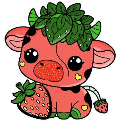 cute strawberry cow