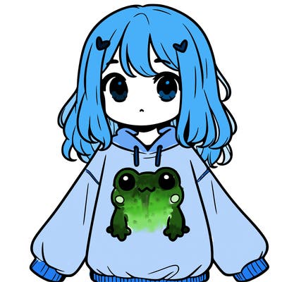 girl wearing frogging sweatshirt