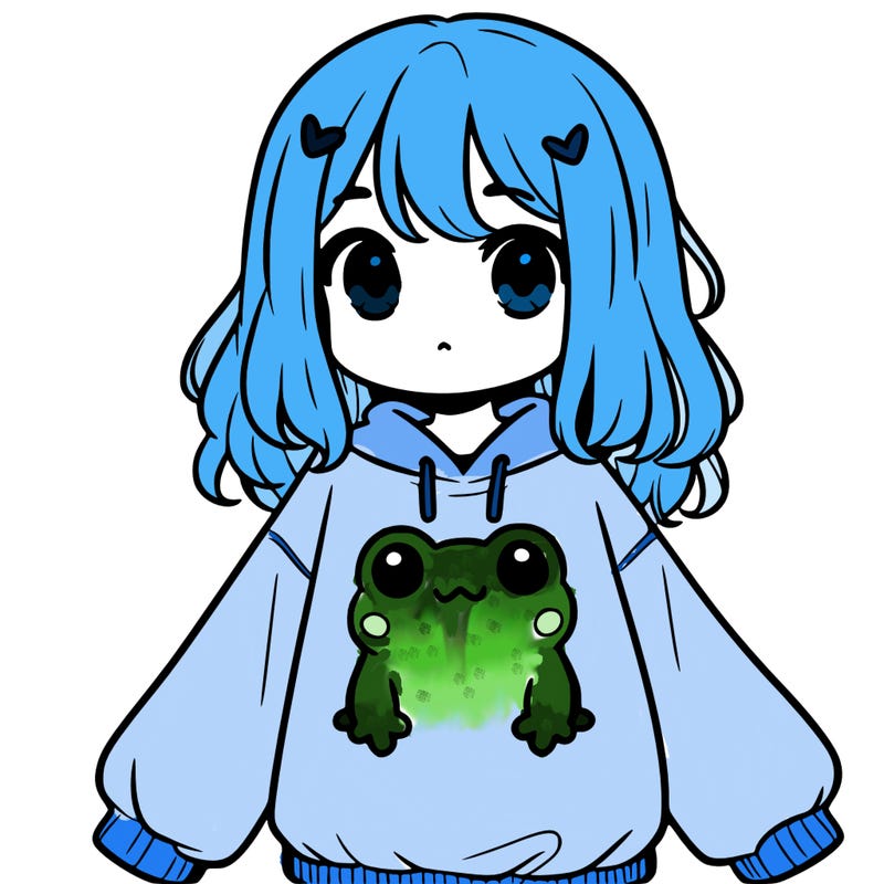 girl wearing frogging sweatshirt