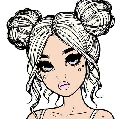 realistic girl with space buns