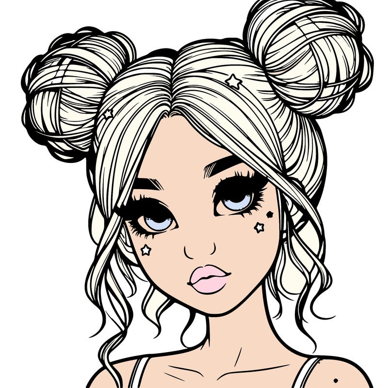 realistic girl with space buns