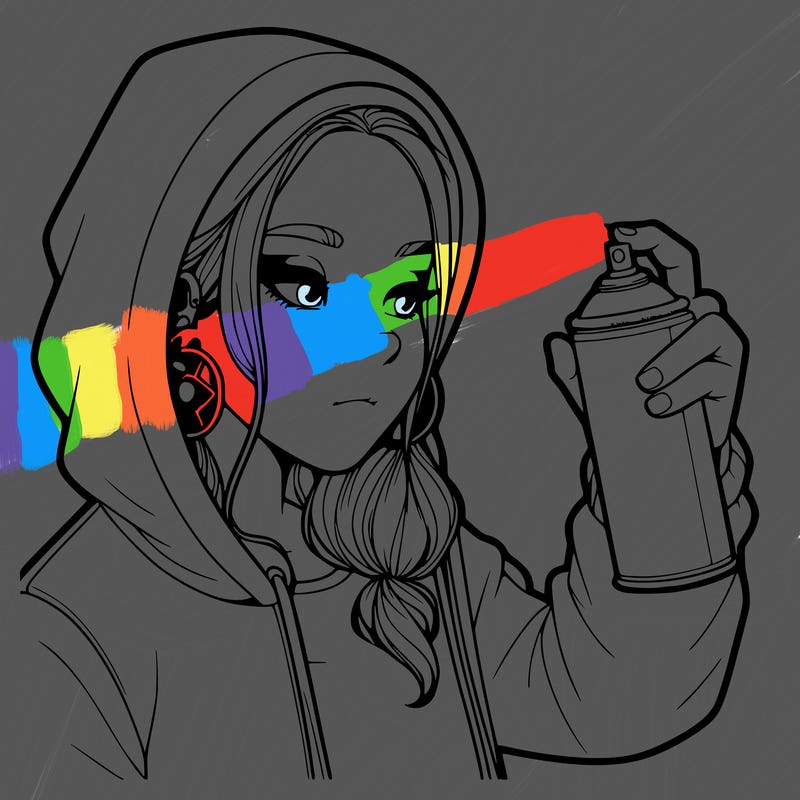 a realistic girl, spray painting